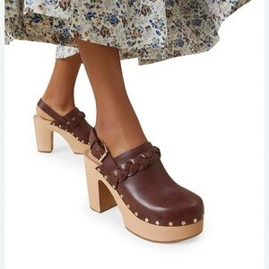 Loeffler Randall Paxton Brown Leather Clog Heels